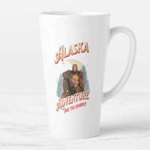 Alaska Bigfoot Adventure Retro Wilderness Art Latte Mug