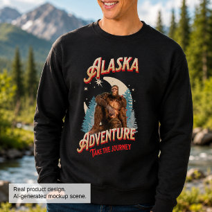 Alaska Bigfoot Adventure Retro Wilderness Art Sweatshirt