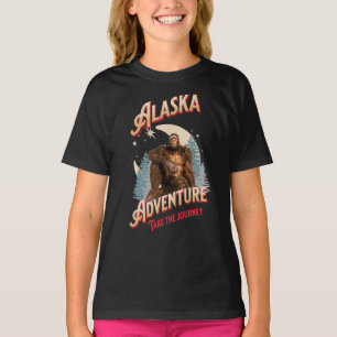 Alaska Bigfoot Adventure Retro Wilderness Art T-Shirt