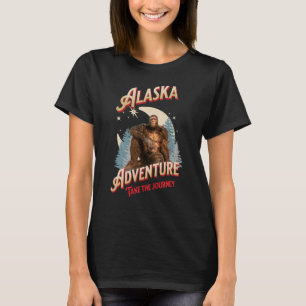 Alaska Bigfoot Adventure Retro Wilderness Art T-Shirt
