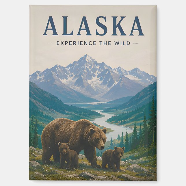 🐻 Alaska Brown Bear Mountain Wilderness 🏔️ Magnet (Front)