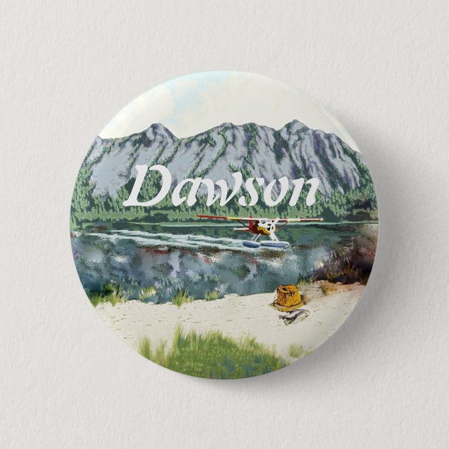 Alaska Bush Plane And Fishing Travel 2 Inch Round Button (Front)