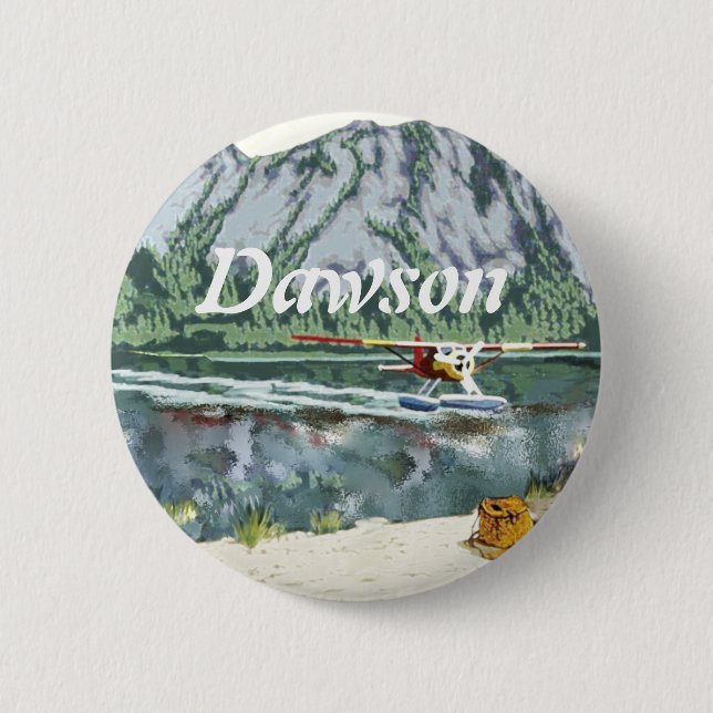 Alaska Bush Plane And Fishing Travel 2 Inch Round Button (Front)