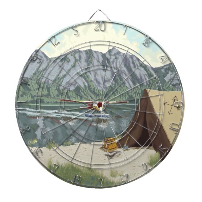 Alaska Bush Plane And Fishing Travel Dartboard (Front)
