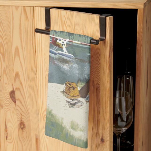 Alaska Bush Plane And Fishing Travel Kitchen Towel (Thirds Fold)