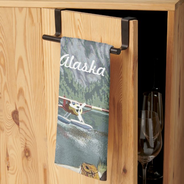 Alaska Bush Plane And Fishing Travel Kitchen Towel (Thirds Fold)