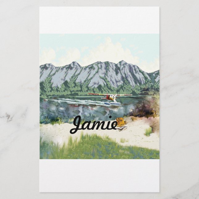 Alaska Bush Plane And Fishing Travel Stationery (Front)