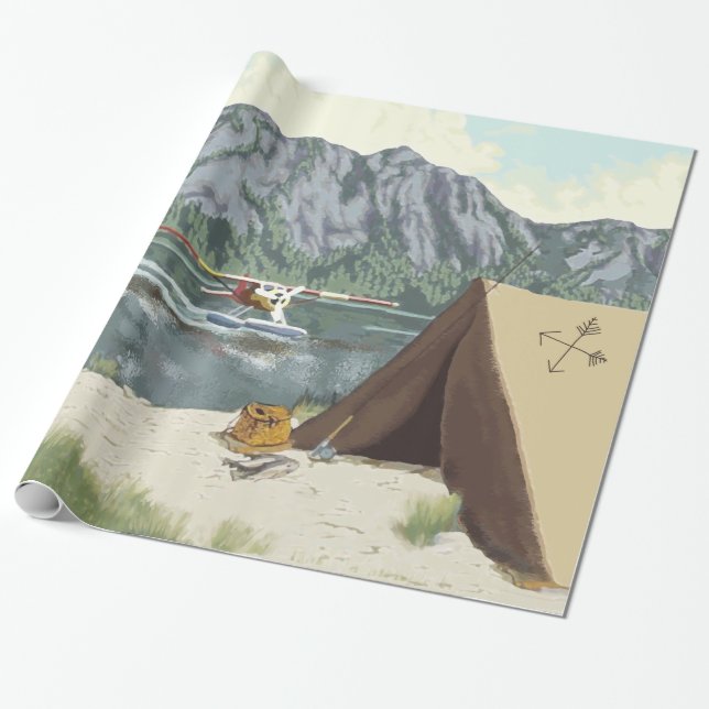 Alaska Bush Plane And Fishing Travel Wrapping Paper (Unrolled)