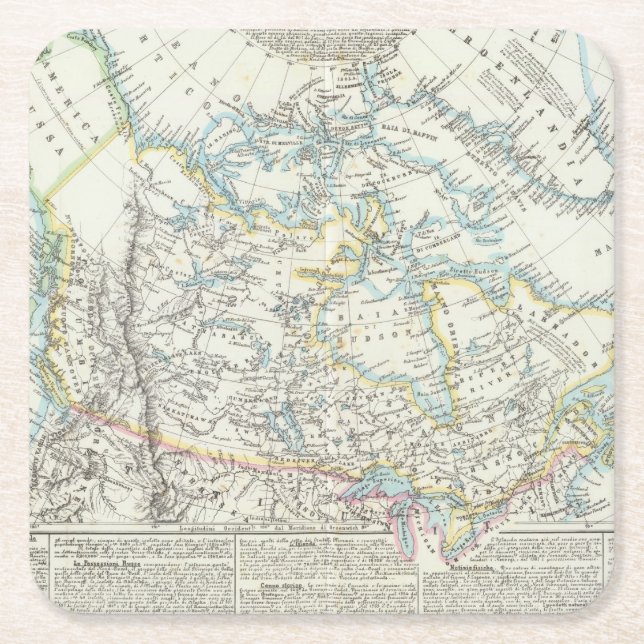 Alaska, Canada, Greenland Square Paper Coaster (Front)