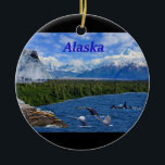 Alaska Ceramic Ornament<br><div class="desc">A combination of photos from various area's of Alaksa. Includes Denali National Park. Holgate Glacier in Kenai Fjords National Park. Humpback Whales, Orca's & Sea Lions from Kenai Fjords National Park. Looking for more prints or products? Feel free to visit my store: http://www.zazzle.com/timelessmomentsphtgy This photo was taken by Jennifer White...</div>