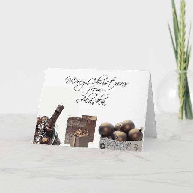 Alaska Christmas Card with ornaments (Front)
