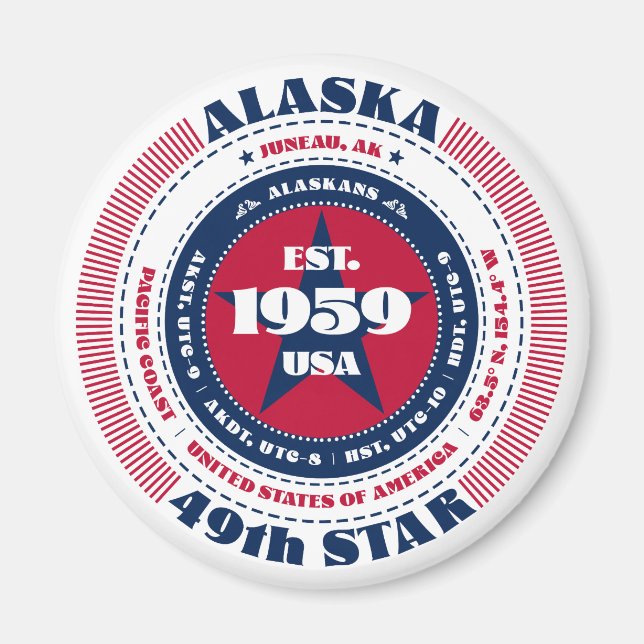 Alaska Circle Typography Souvenir Magnet (Front)