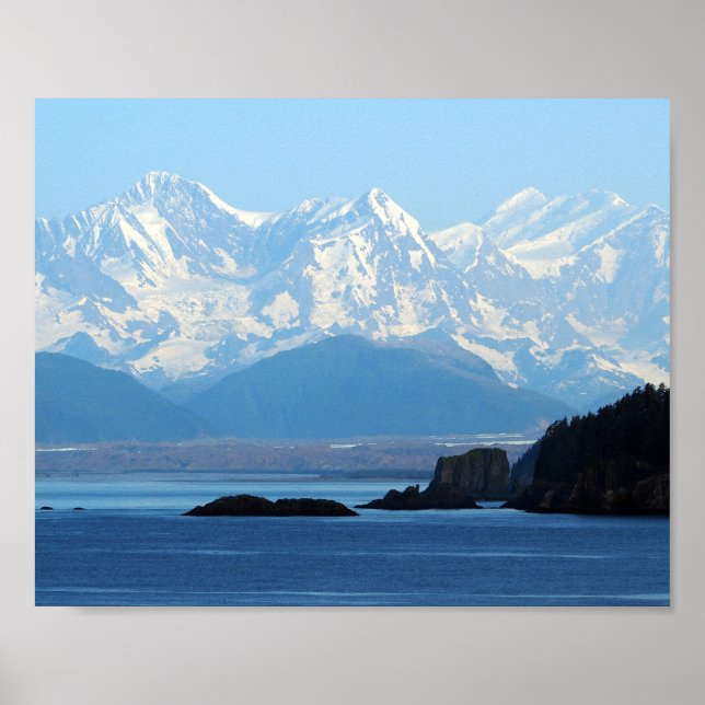 Alaska Coast Mountains Ocean Photo Poster (Front)