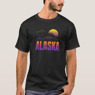 Alaska Colorful Alaskan Sunset with Loon and Fore T-Shirt