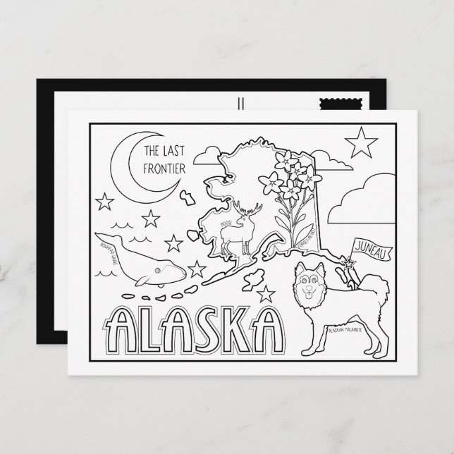 alaska colour me collage postcard (Front/Back)