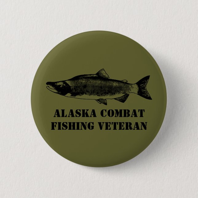 Alaska Combat Fishing Veteran 2 Inch Round Button (Front)