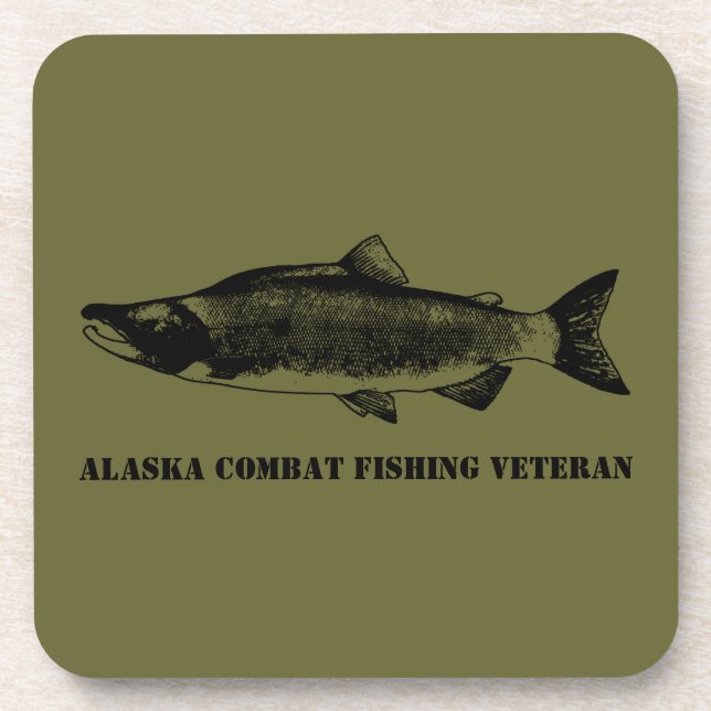 Alaska Combat Fishing Veteran Coaster (Front)