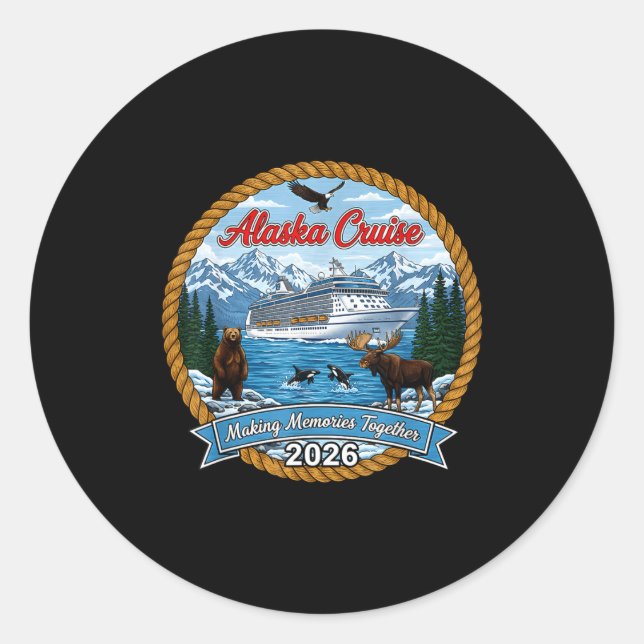 Alaska Cruise 2026 Matching Friends And Family Gro Classic Round Sticker (Front)