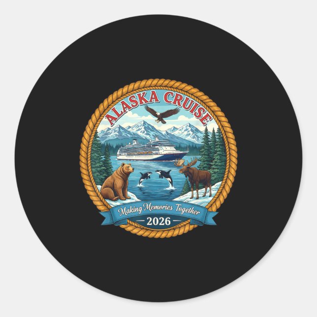 Alaska Cruise 2026 Matching Friends And Family Gro Classic Round Sticker (Front)