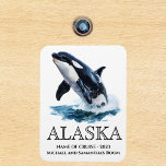 Alaska Cruise Cruising Orca Jumping Watercolor  Magnet<br><div class="desc">This design may be personalized in the area provided by changing the photo and/or text. Or it can be customized by clicking Personalize this Template and then choosing the click to customize further option and delete or change the colour of the background, add text, change the text colour or style,...</div>