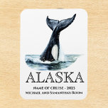 Alaska Cruise Cruising Orca tail Watercolor  Magnet<br><div class="desc">This design may be personalized in the area provided by changing the photo and/or text. Or it can be customized by clicking Personalize this Template and then choosing the click to customize further option and delete or change the colour of the background, add text, change the text colour or style,...</div>