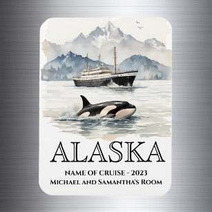 Alaska Cruise Cruising Orca Watercolor  Magnet