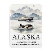 Alaska Cruise Cruising Orca Watercolor  Magnet (Vertical)