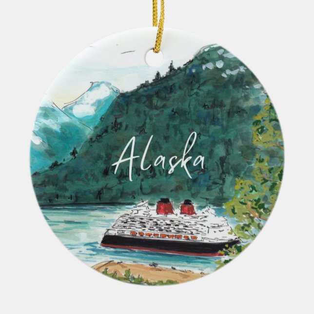 Alaska Cruise Ship Ceramic Ornament (Front)