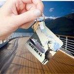 Alaska Cruise Ship Elk and Mountains Keychain<br><div class="desc">This design may be personalized in the area provided by changing the photo and/or text. Or it can be customized by clicking Personalize this Template and then choosing the click to customize further option and delete or change the colour of the background, add text, change the text colour or style,...</div>