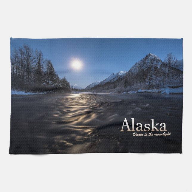 Alaska Dance In The Moonlight Kitchen Towel (Horizontal)