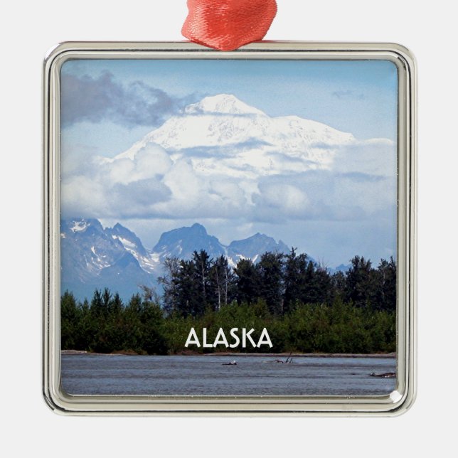 Alaska: Denali, Mt McKinley, from river,  USA 1 Metal Ornament (Front)