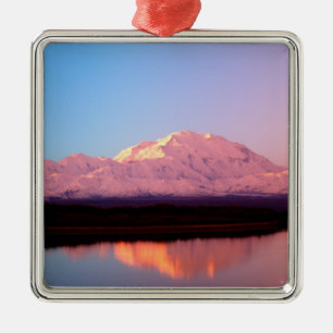 Alaska, Denali National Park, Mt. McKinley at Metal Ornament