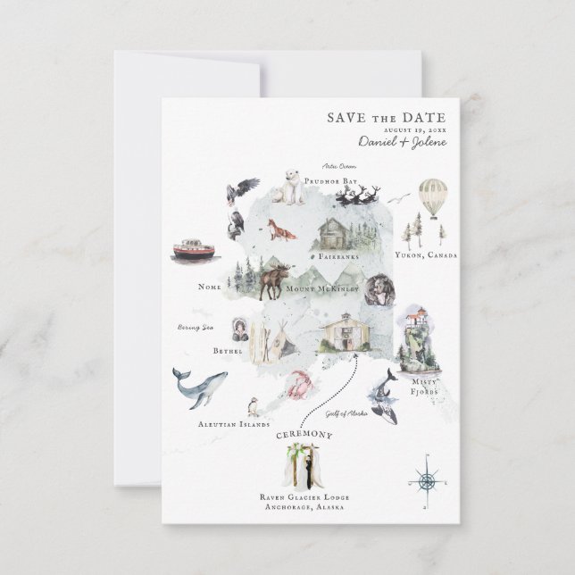 Alaska | Destination Wedding Itinerary Map (Front)