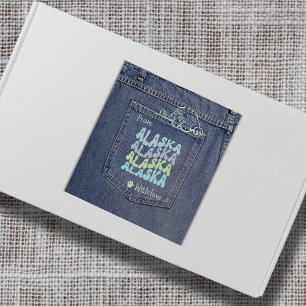 Alaska Dog in Jean Pocket Classic Square Sticker
