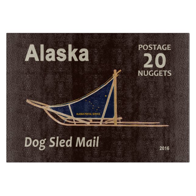 Alaska Dog Sled Mail Postage Stamp Cutting Board (Front)