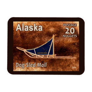 Alaska Dog Sled Mail Postage Stamp Magnet