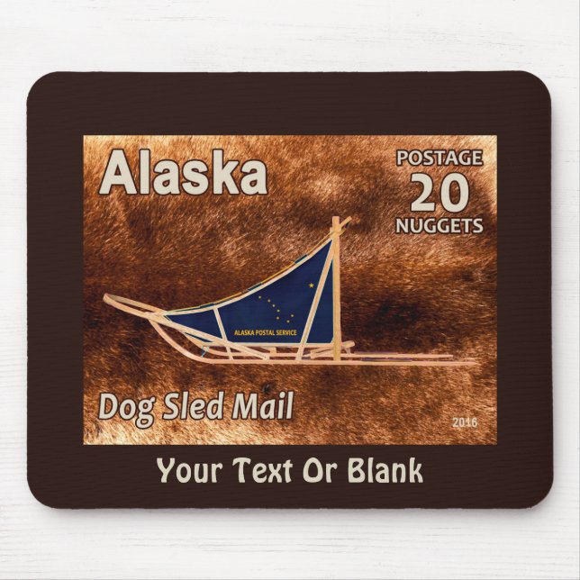 Alaska Dog Sled Mail Postage Stamp Mouse Pad (Front)