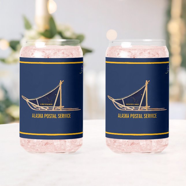 Alaska Dog Sled Postal Carrier Can Glass (Insitu (Wedding))