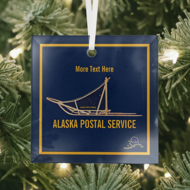 Alaska Dog Sled Postal Carrier Glass Ornament (Insitu)