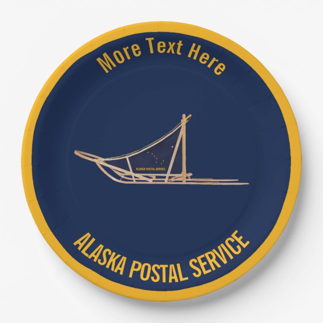 Alaska Dog Sled Postal Carrier Paper Plate (Front)