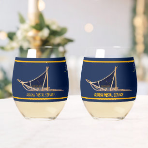 Alaska Dog Sled Postal Carrier Stemless Wine Glass