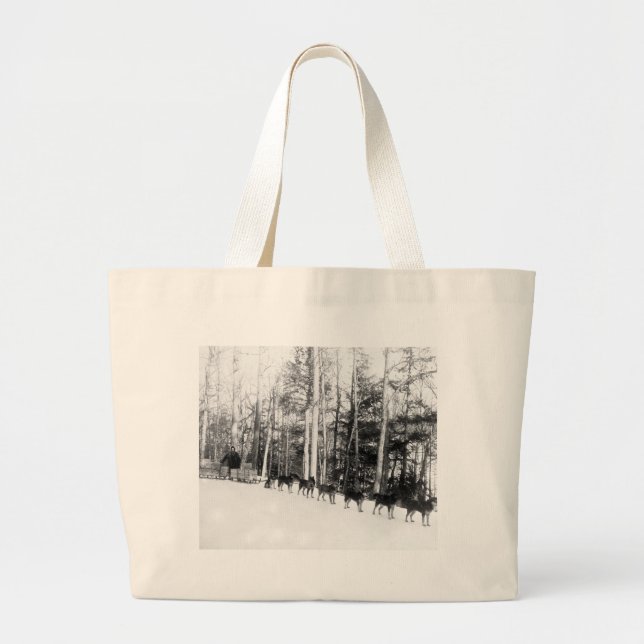 Alaska Dog Sledding Large Tote Bag (Front)