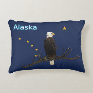 Alaska Eagle And Flag Decorative Pillow