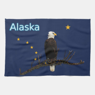 Alaska Eagle And Flag Kitchen Towel