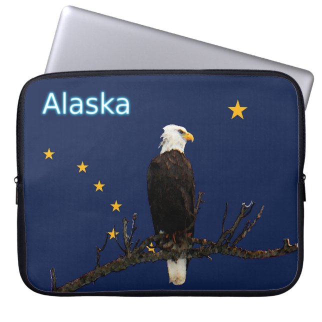 Alaska Eagle And Flag Laptop Sleeve (Front)