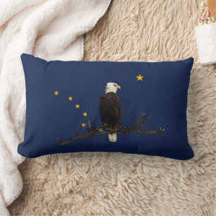 Alaska Eagle And Flag Lumbar Pillow