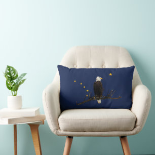 Alaska Eagle And Flag Lumbar Pillow