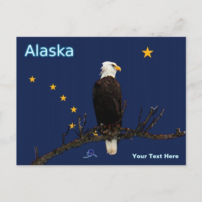Alaska Eagle And Flag Postcard (Front)