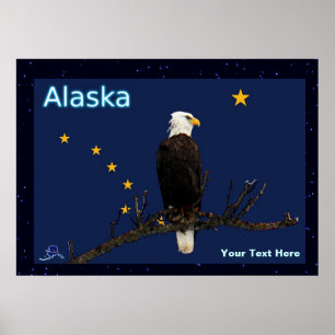 Alaska Eagle And Flag Poster