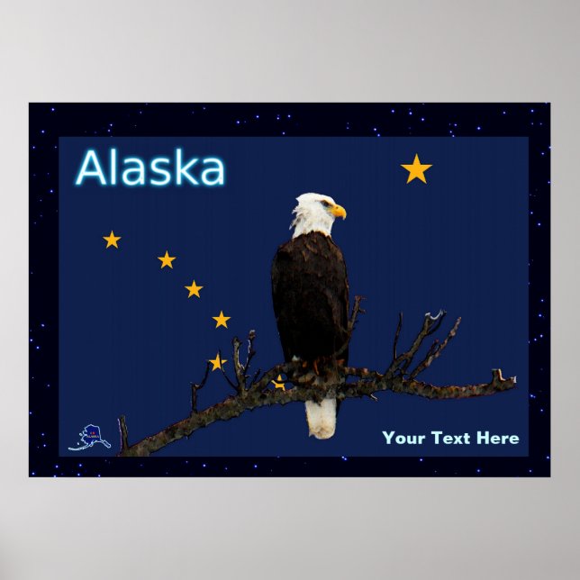 Alaska Eagle And Flag Poster (Front)